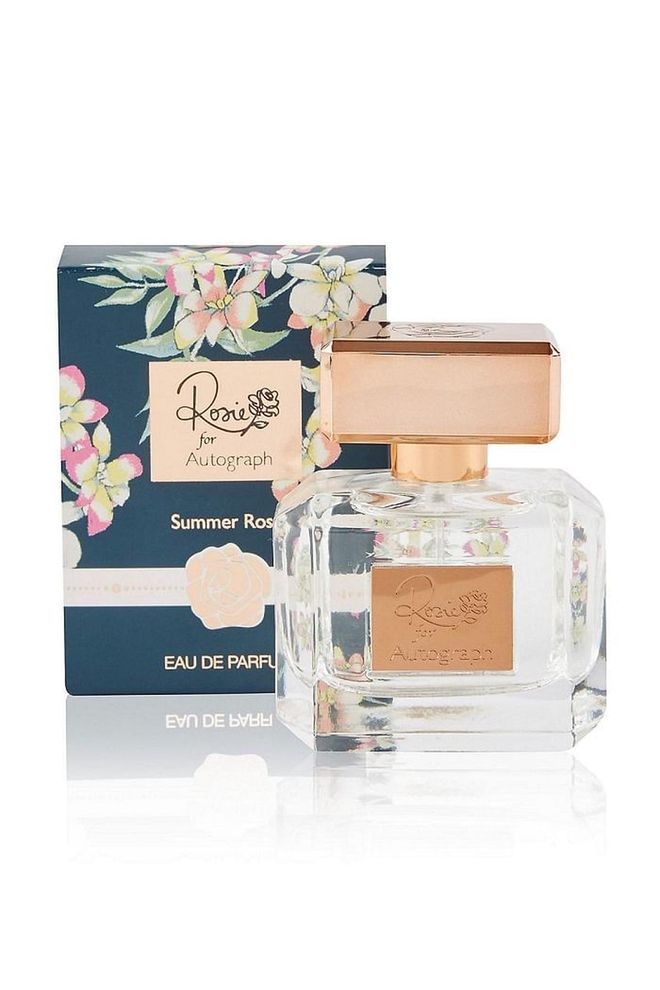 Rosie Huntington-Whiteley has had success designing a make-up range as well as three perfumes for Marks & Spencer's Autograph range. Her light Summer Rose fragrance has been the most popular in terms of ratings and is packaged in a simple yet elegant rose gold bottle.