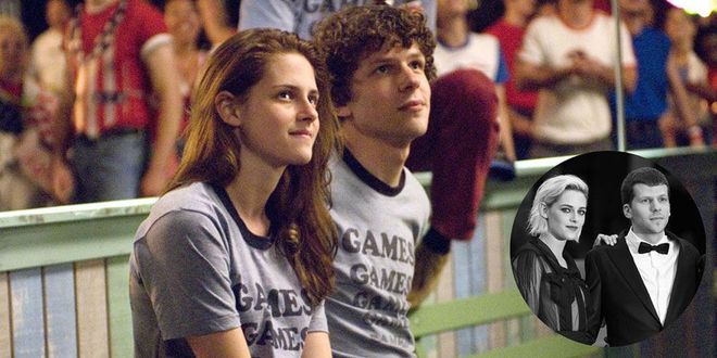 Star Pairings: Adventureland, American Ultra, Café Society.
Why They're a Great Duo: Stewart might be best known for her movie and IRL partnership with Robert Pattinson, but she's played Jesse Eisenberg's love interest in almost as many films. Indie flick Adventureland brought them together first, and is the best film of the bunch. They're both sort of awkward, but in a perfectly lovable way, which makes them an irresistible movie pair.