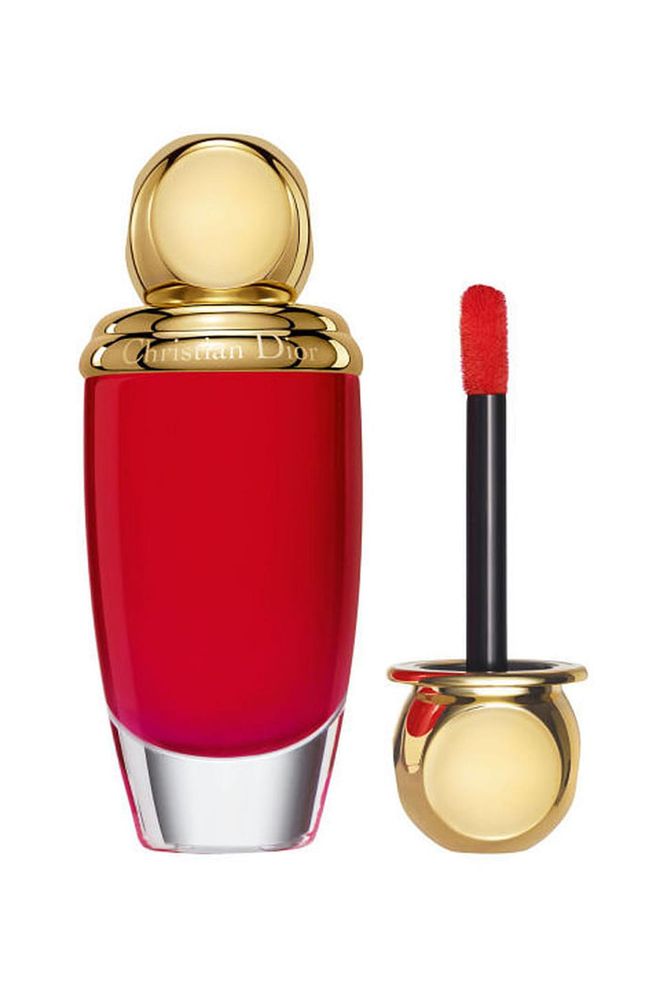 This cherry-red matte stain can be used on both lips and cheeks for the easiest pop of color.
Christian Dior Limited Edition Diorific Matte Fluid Velvet Colour Lip & Cheek in Luxury, $38, neimanmarcus.com.