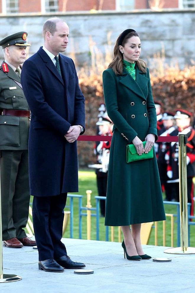 Kate and William attend a commemorative wreath-laying ceremony in the Garden of Remembrance at Áras an Uachtaráin.

Photo: Getty