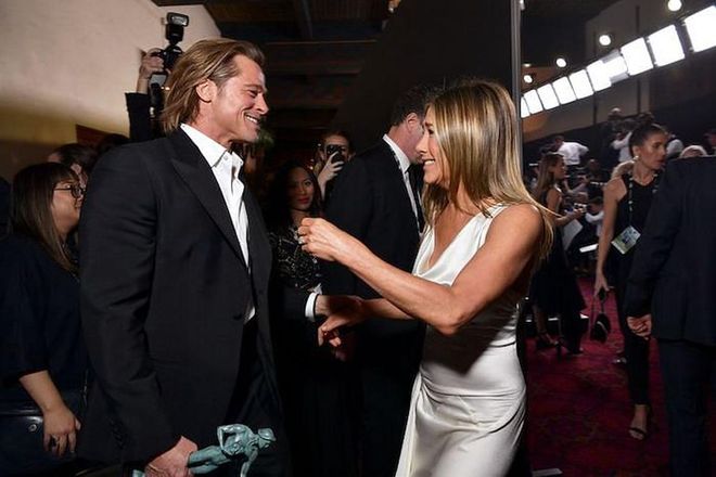 Brad Pitt and Jennifer Aniston reunite at the 2020 Screen Actors Guild Awards. (Photo: Emma McIntyre/Getty Images)