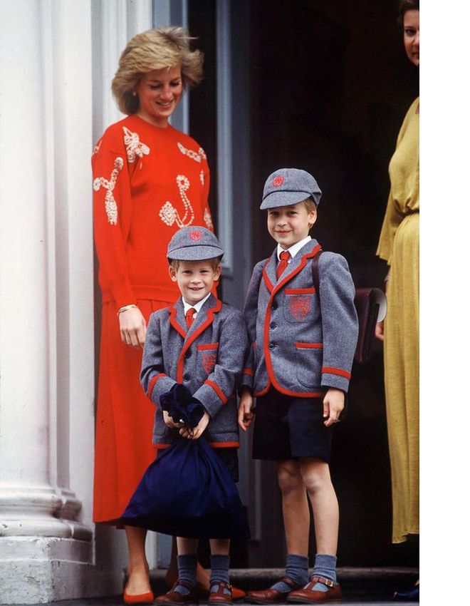 Another first day of school photo! Princess Diana looks on as Prince Harry leaves for his first day of school at Wetherby School, where big brother William is already a student.
Photo: Getty 