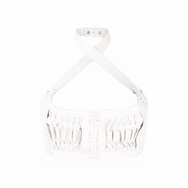Woven Leather Crop Top, $579, Manokhi at Farfetch
