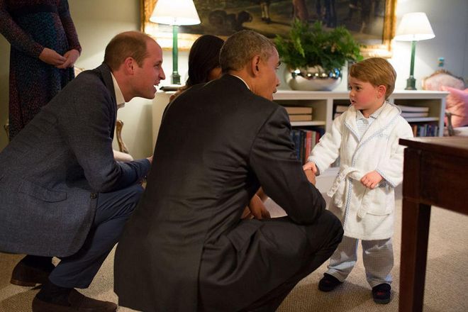 Prince George caused a frenzy when he made a legendary style statement and wore a white terry-cloth bathrobe for a formal meeting with President Obama—winning the cutest fashion moment of the year, hands down. After spending years ogling Kate Middleton's looks, the royal tot made it clear that he's the real style contender of the family.