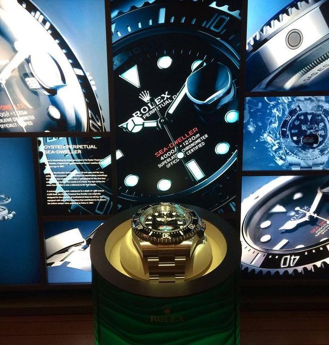 A prominent display to commemorate the 50th Anniversary of the brand's beloeved Sea-Dweller