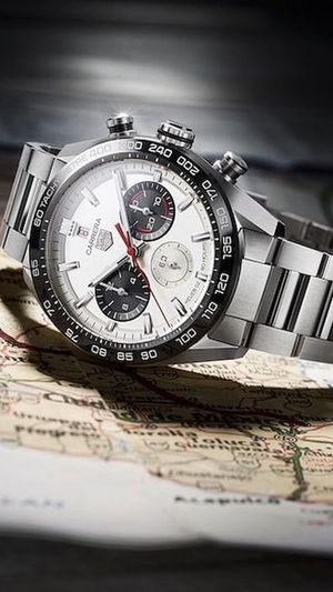 Steel and ceramic TAG Heuer Carrera Sport Chronograph 160 Years Special Edition watch, $8,500, TAG Heuer 