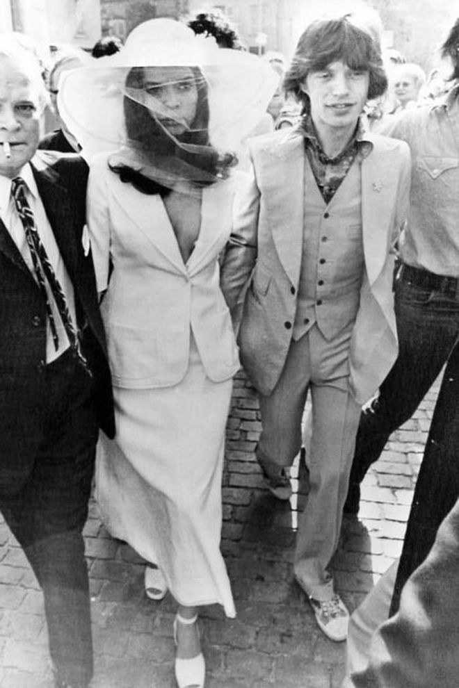 Bianca Jagger in Yves Saint Laurent, 1971.