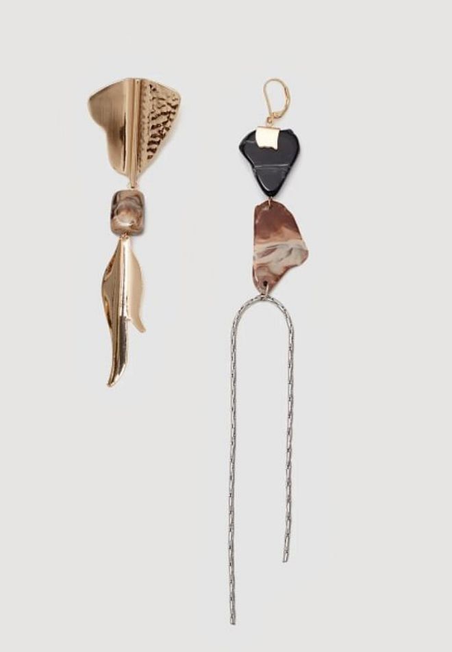 Mixed asymmetric earrings, $29.90, shop.mango.com