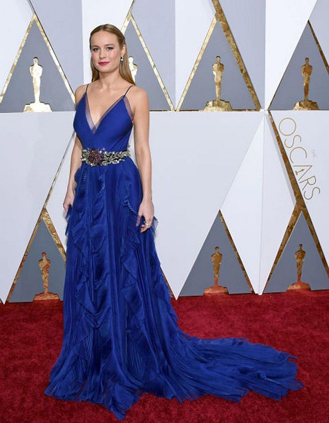 First-time nominee Larson took home the best actress award for her dominating performance in the movie Room. To take home her statue, the former singer and child actress donned this chiffon Gucci gown embellished with a jeweled belt.
