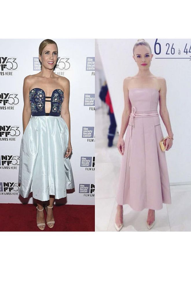 For those occasions when a cocktail dress or black tie gown won't due, a ladylike evening dress is just the thing you'll be searching for.
Pictured: Kristen Wiig, Kate Bosworth. Photo: Getty/Instagram