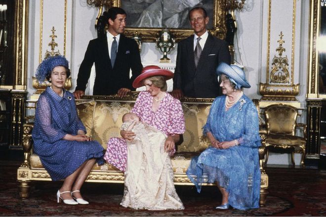 A family portrait after Prince William's christening, 4 August 1982.