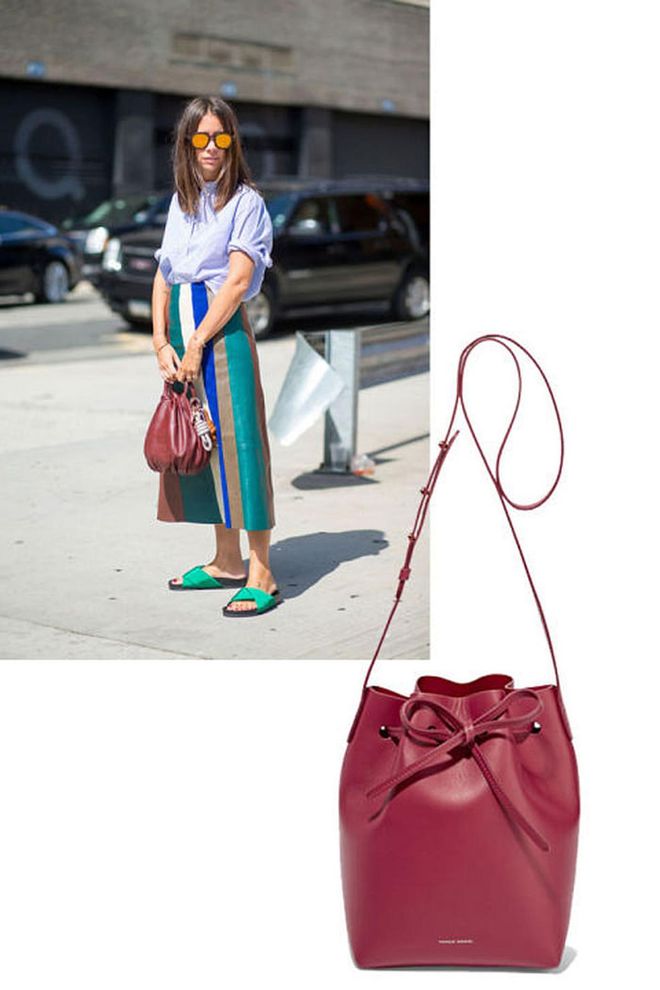 A chic bucket bag will take you through every Saturday morning activity: from brunching to boutique-ing.
Mansur Gavriel bag, $610, net-a-porter.com. Photo: Diego Zuko/ Mansur Gavriel