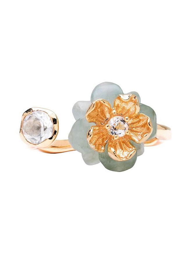 Singapore Jewellery Designer Choo Yilin's champagne gold, jade and topaz Dreamers Open ended ring