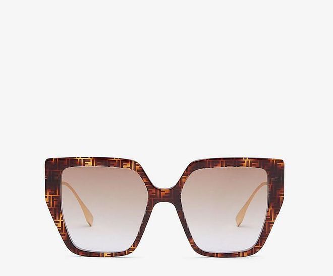 Baguette FF Havana Acetate And Metal Sunglasses, $530, Fendi