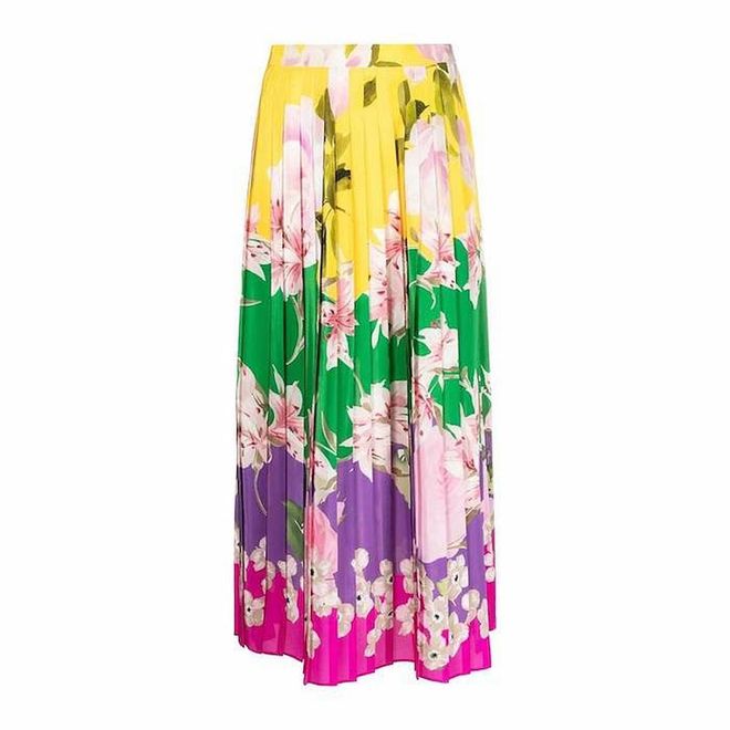 Pleated Floral Midi Skirt, $3,209, Valentino at Farfetch