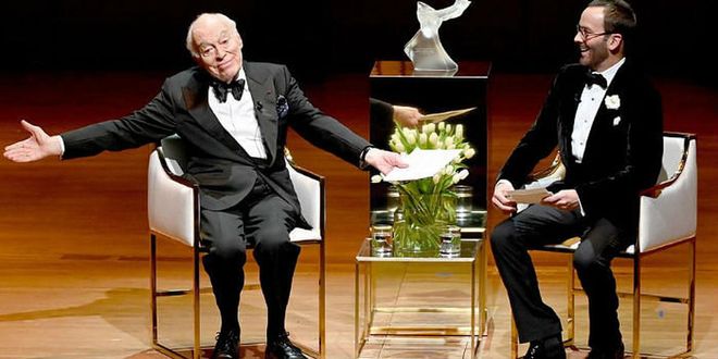 Leonard Lauder and Tom Ford onstage in conversation at Lincoln Center. Image: Getty Image: Getty