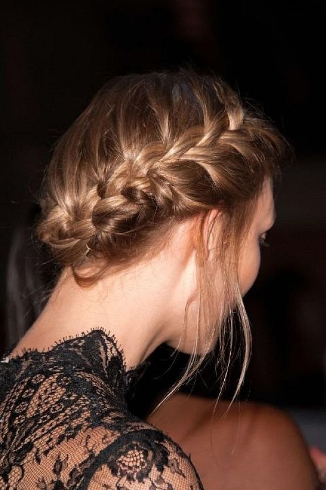 "This style adds some dimension to classic long-hair wedding updo," says Kerastase consulting hairstylist Matt Fugate, who created the look for Karlie Kloss (seen here). "It would work well for a risk-taking bride." Photo: Getty