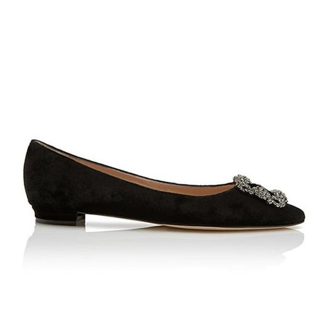 Add a glamorous edge to office attire with a pair of bejeweled Manolo Blahnik pumps.  