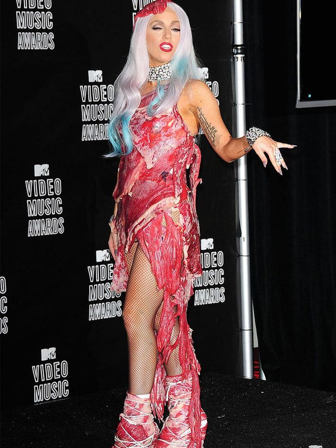 Lady Gaga has never been one for subtlety, be it in fashion, music, opinion or lifestyle. 
She shocked at the 2010 MTV Video Music Awards by appearing in a dress made of raw flank, aptly dubbed Meat Dress. It proved more than an attention-grabbing outfit though: It was a statement against the US military’s then “don’t ask, don’t tell” policy on homosexuals.