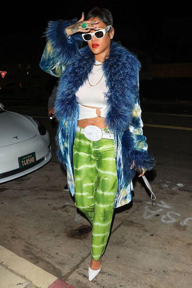 Rihanna Shows Off Her New Pixie, a $22,000 Dior Coat, and Tie-Dye Pants