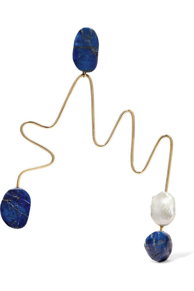 Gold-tone, jasper and pearl earring, S$429.88