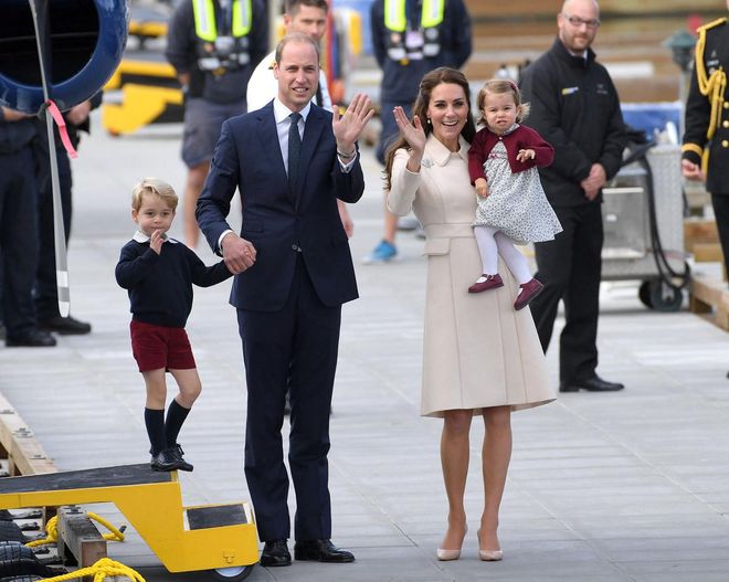 The Royal family waves good-bye as they depart on the final day of the tour. Photo: Getty