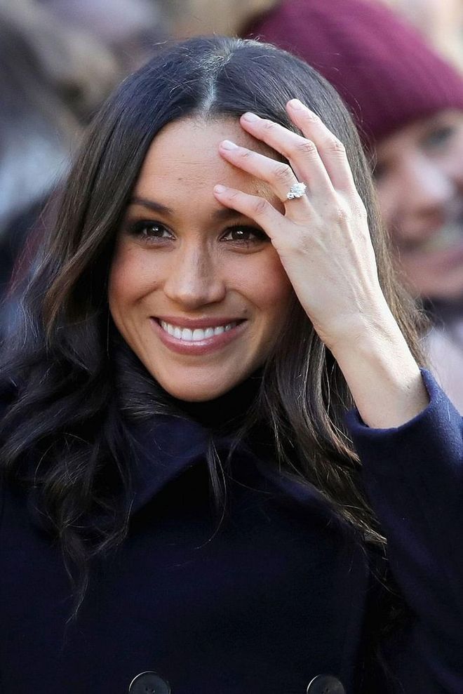 The Duchess of Cambridge of course received Princess Diana's sapphire cluster back in 2011, but Prince Harry designed a ring for his bride with an equal amount of sentimental value. He sourced the center stone from Botswana — where they visited early in their relationship — and the two additional diamonds came from his mother's collection. Altogether the ring is about 6.5 carats, Money estimates. The center gem on Kate's is about 12 carats alone — not to mention the 14 other diamonds. Given their royal associations, however, experts value both pieces as "priceless." Photo: Getty