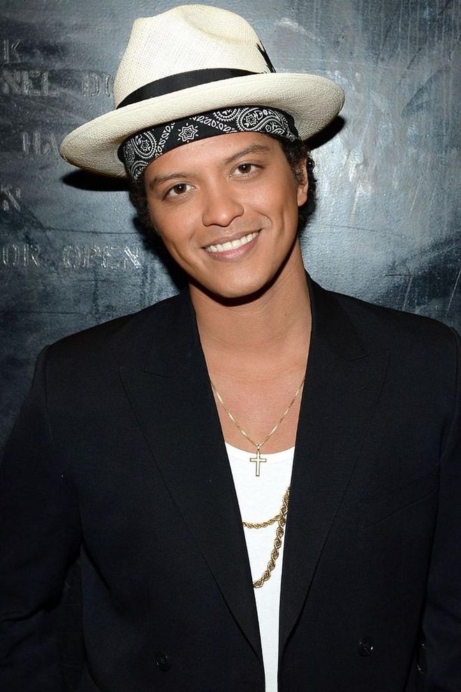 Born: Peter Gene Hernandez.

In a 2013 interview with GQ, the "Finesse" singer explained that he's been Bruno for almost his entire life. Though he was born Peter Hernandez, he received the nickname Bruno because as a toddler, he looked like the famous wrestler Bruno Sammartino. But Bruno Hernandez wasn't cutting it in the music world. "Your last name's Hernandez, maybe you should do this Latin music, this Spanish music... Enrique's so hot right now," the singer told the publication of the responses he received while trying to start his music career. Thus, he adopted the Mars surname.

Photo: Getty