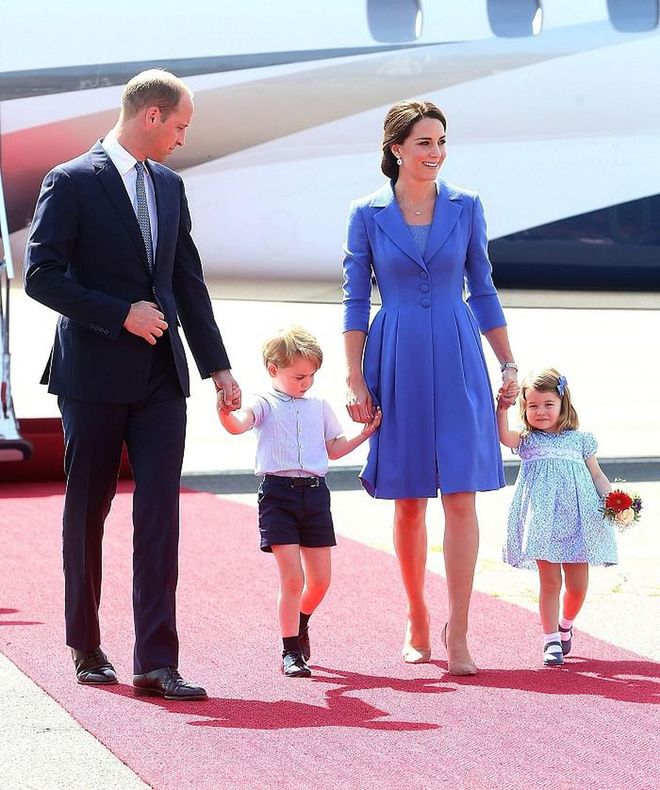 Arriving at Berlin's Tegel Airport during the royal tour to Poland and Germany. Photo: Getty 