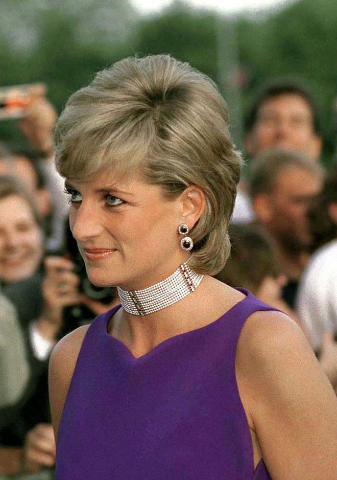 Made of over 900 pearls paired with columns of diamonds and rubies, the eleven-strand choker was of Diana's go-to pieces. She was especially fond of wearing the necklace to the theater and at film premiers, which could make it a meaningful gift for actress Meghan.
Photo: Getty 