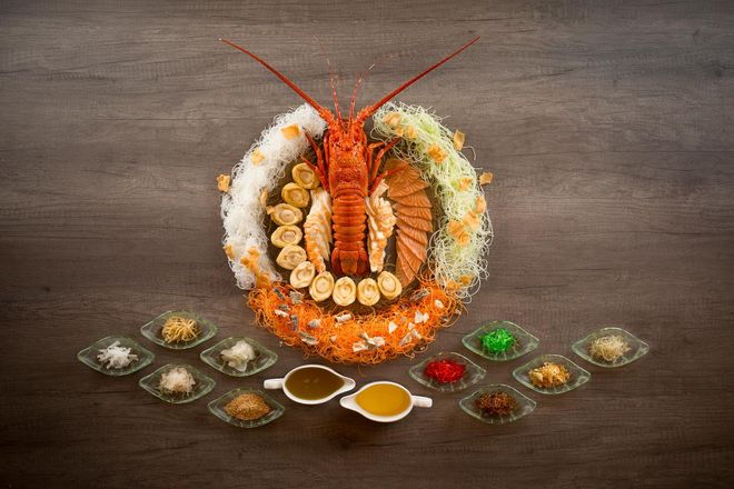 Bountiful Harvest Yu Sheng, $128 for small (4 persons), and $208 for large (8-10 persons).