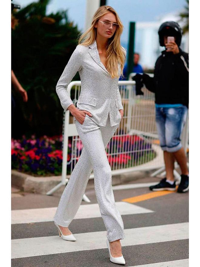 8 May: Romee Strijd was one of the first supermodels to arrive in Cannes and looked elegant in a silver Roberto Cavalli two-piece.

Photo: Getty