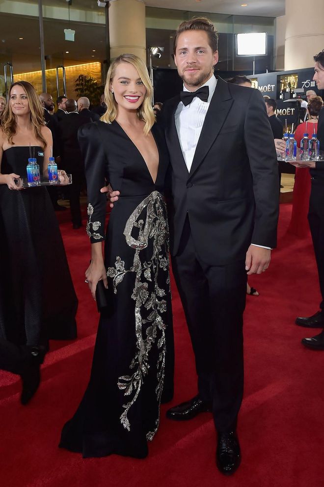 Margot Robbie and Tom Ackerley at the 2018 Golden Globes