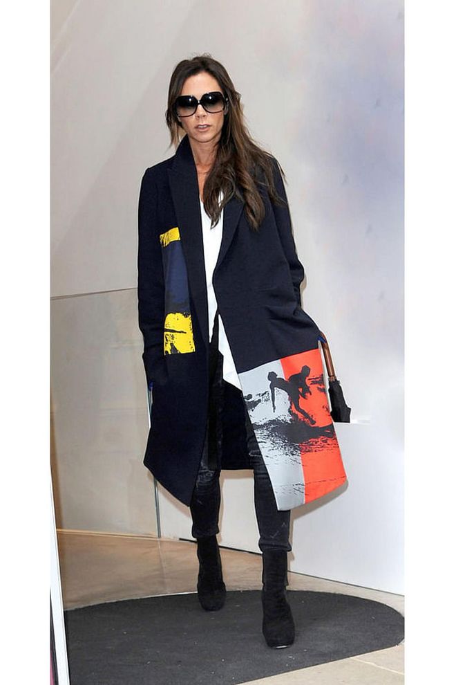 What: Victoria Beckham coat
Where: out in London. Photo: Getty