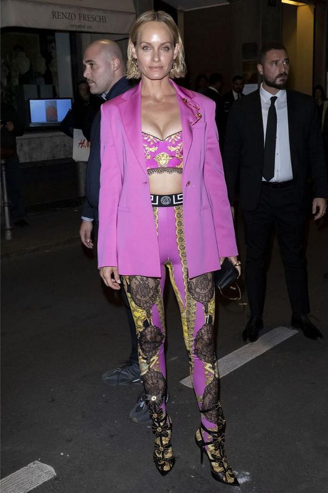 Amber Valletta wore a full Versace look to the after party.