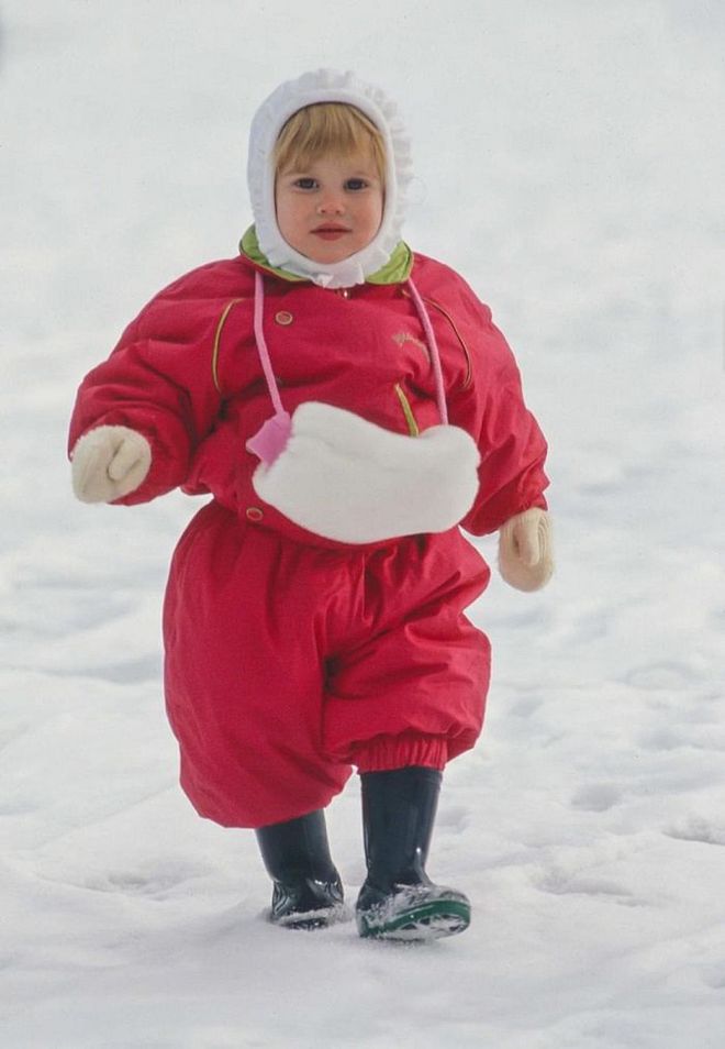 Will  and Harry's cousin Princess Beatrice on a skiing holiday in Klosters, Switzerland on January 20, 1990. Photo: Getty 