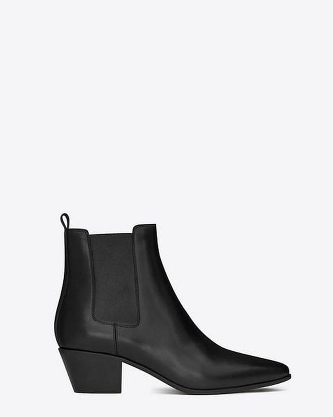 Saint Laurent Rock 40 ankle boots, $945. Booties have become seasonless, and can be worn with pants in the winter or short dresses during the summer.

