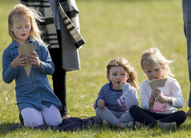 Savannah and Isla Phillips added another royal relative to their crew as they sit on the sidelines of the Gatcombe Horse Trials —their cousin, Mia Tindall. Mia, the daughter of Zara and Mike Tindall, recently became a big sister herself, but the family hasn't shared photos of newborn Lena just yet.
Photo: Getty 
