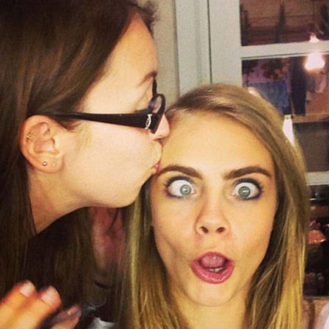 Selfies are not meant to be serious—have fun with it like pro-mugger Cara Delevingne who always has a new funny face for her fans. Photo: Instagram
