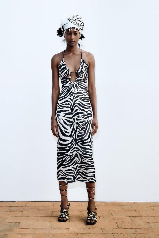 Animal Print Satin Dress With Cut-Out Detail, $69.90, Zara
