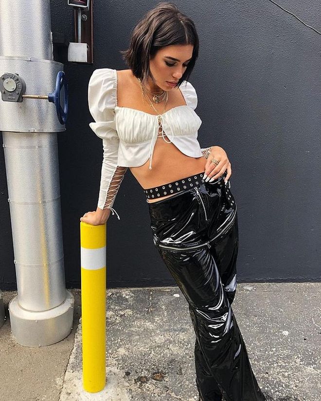 This combination of the princess Orseund Iris top and 
I.AM.GIA leather pants was very appropriately captioned "wench chic". 
Photo: Instagram