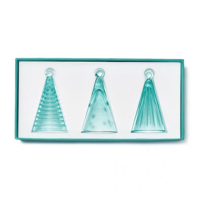 Crystal glass tree ornaments, $615 for a set of three (Photo: Tiffany & Co.)
