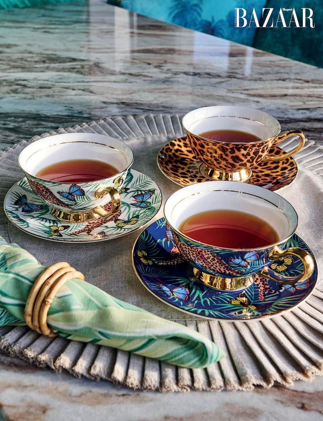 A china set of mixed patterns that Hunt designed. Photo: Lawrence Teo