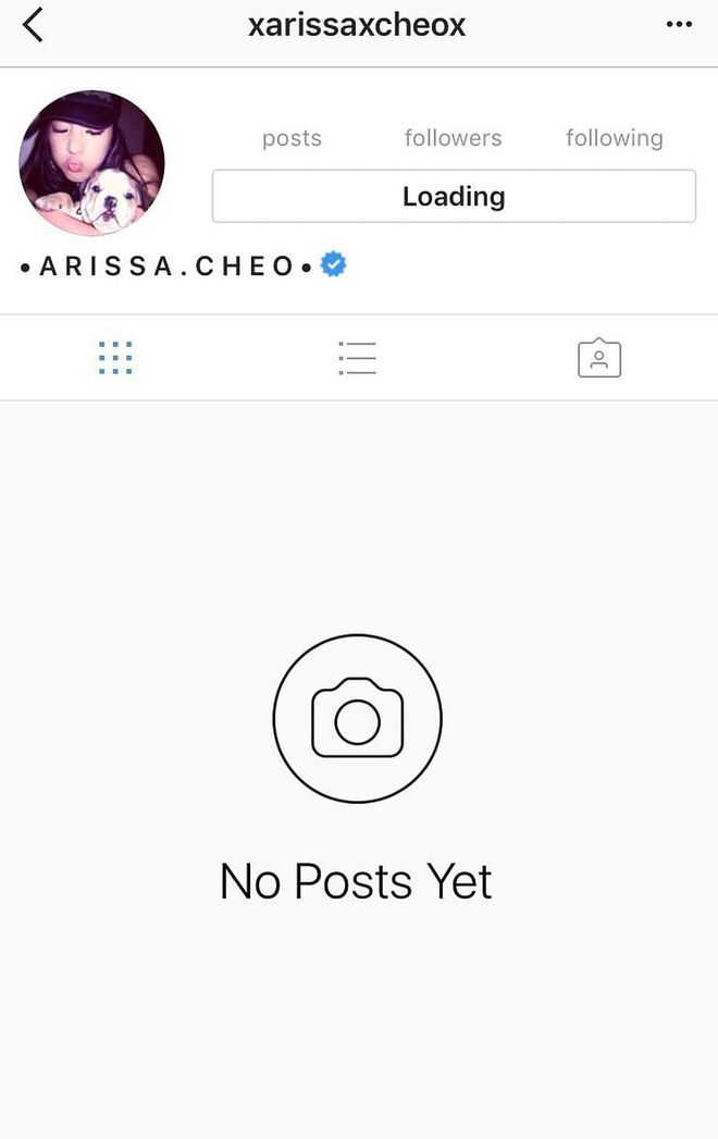 Cheo seems to have disabled her personal account for her own safety. Photo: Instagram (@xarissaxcheox)