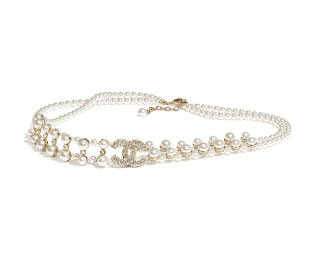 Metal, Glass Pearls & Diamantés Belt, S$5,410, Chanel