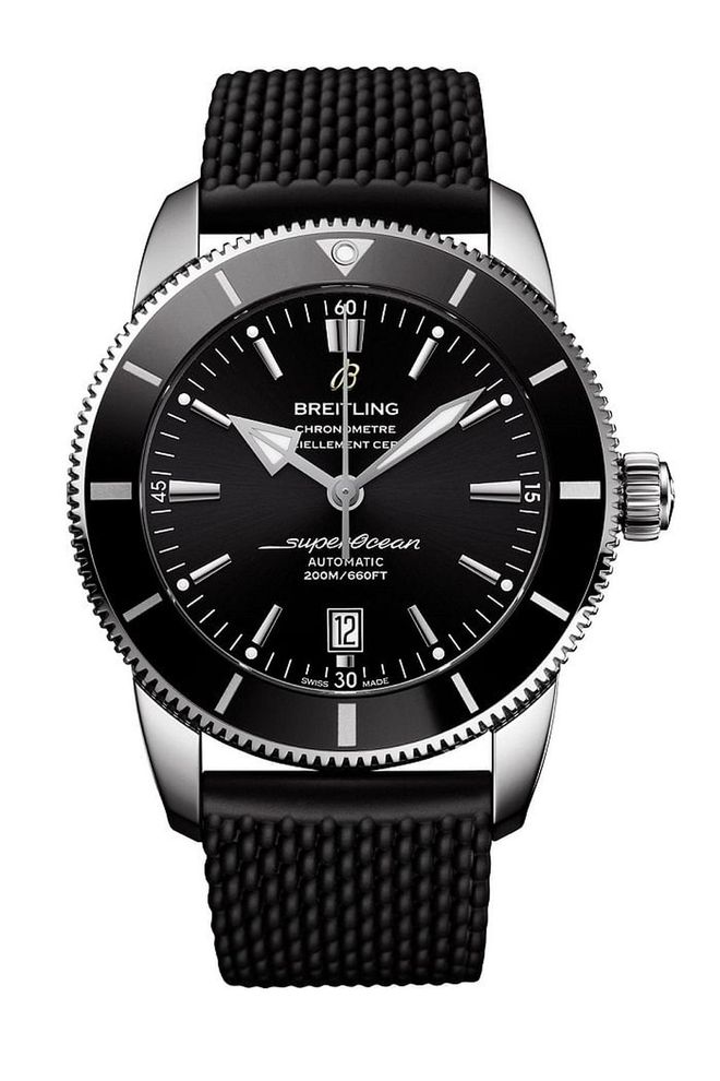 On its 60th birthday, the Superocean has been redesigned with a shock- and scratch-resistant ceramic bezel, giving the watch a shiny and clean new look. The self-winding chronometer, which is water-resistant up to 200 meters and uses the original Superocean logo, features Calibre B20 movement that was co-designed with fellow watch brand Tudor; it's available in black, blue, and bronze with leather, croc, rubber, and steel mesh bracelet options.