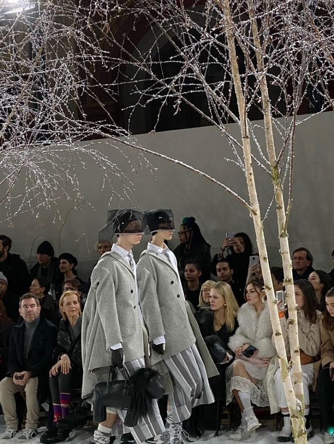 The Thom Browne saw couples in matching suits walking on faux snow.