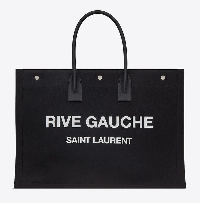 Rive Gauche Tote Bag In Linen And Leather, $2,250, Saint Laurent