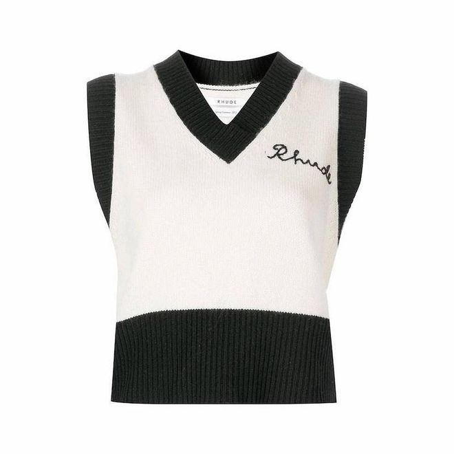 Script Logo Sweater Vest, $999, Rhude at Farfetch