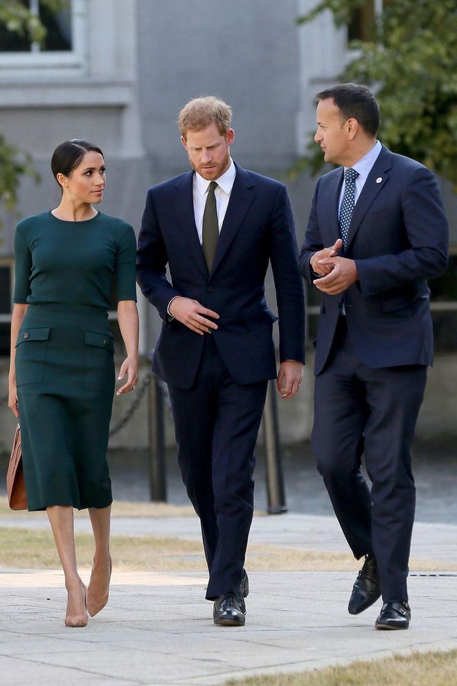 The couple chats with Varadkar during a walk.

Photo: Getty